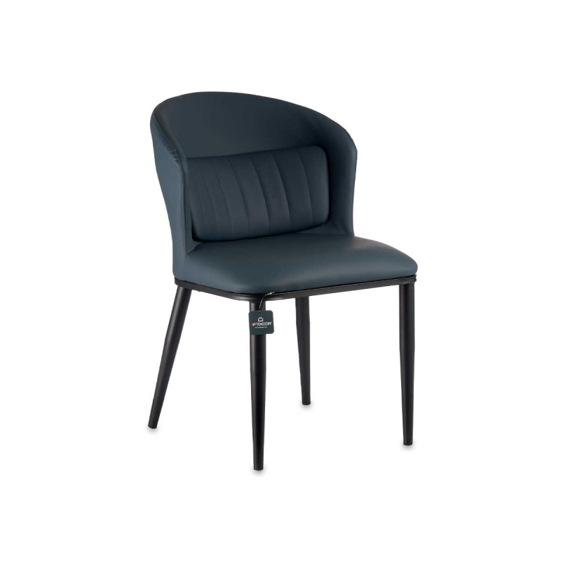 FAUTEUIL BLEU DOSSIER ROND AVEC COUSSIN 