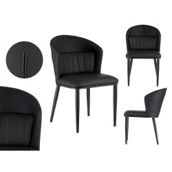 FAUTEUIL NOIR DOSSIER ROND AVEC COUSSIN