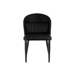 ROUND BACK BLACK ARMCHAIR WITH CUSHION