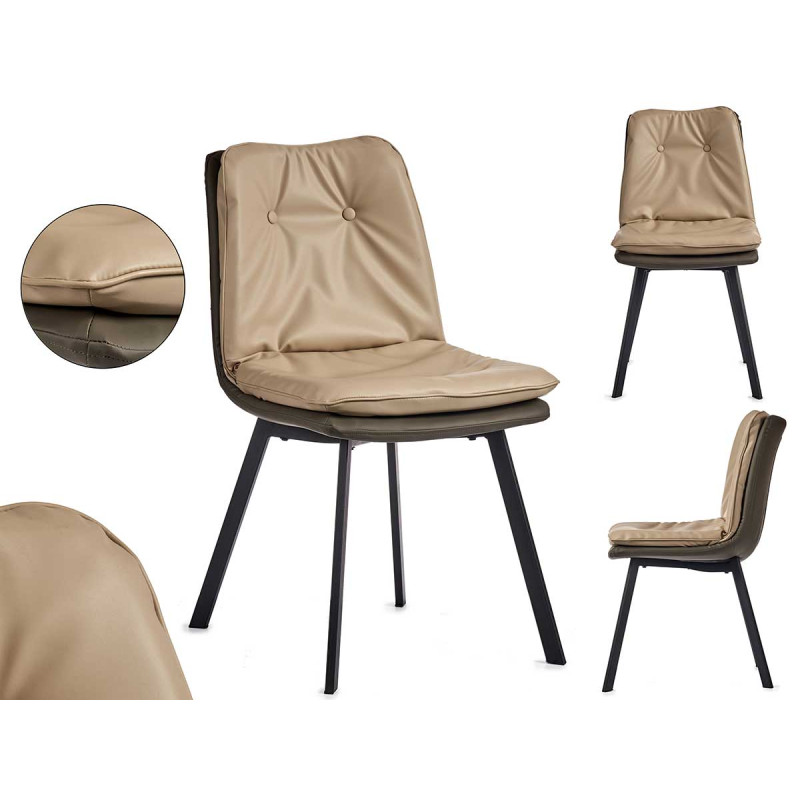 SILLON BEIGE RESPALDO BOTONES CON BORDE GRIS