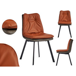 FAUTEUIL MOUTARDE DOSSIER AVEC BOUTONS BORD GRIS