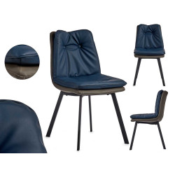 SILLON AZUL RESPALDO CON BOTONES BORDE GRIS