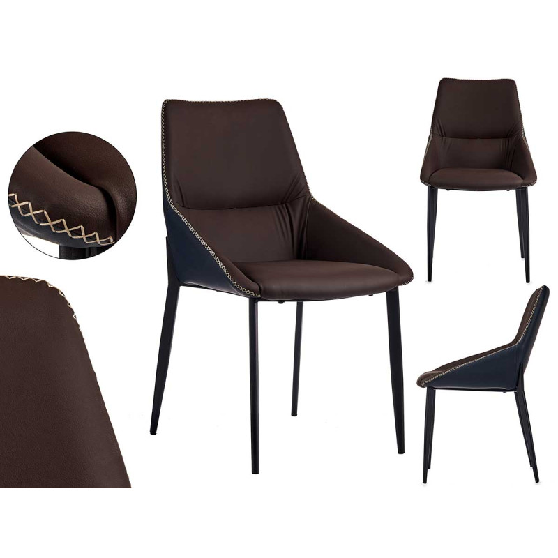 SILLON MARRON CLASICO LISO CON BORDE TRENZADO
