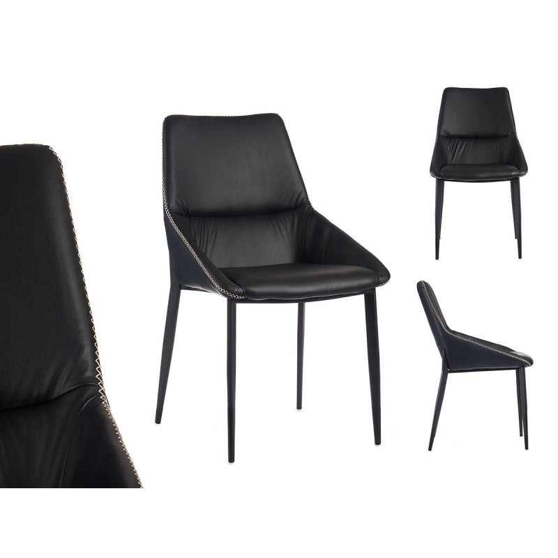 POLTRONA NERO CLASSICO LISCIO CON BORDO INTRECCIAT