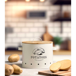 CONTENITORE PER PATATE TAPPO BAMBU CREMA