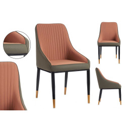 FAUTEUIL ROSE DOSSIER A RAYURES AVEC BORD GRIS