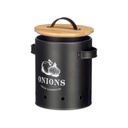 PANIER OIGNONS COUVERCLE EN BAMBOU NOIR