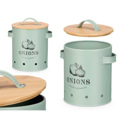 PANIER OIGNONS COUVERCLE EN BAMBOU VERT MENTHE 