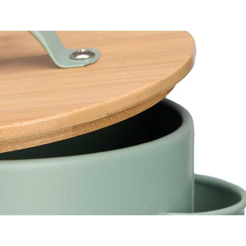 PANIER OIGNONS COUVERCLE EN BAMBOU VERT MENTHE 