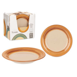 PLATO POSTRE GRES CENEFA 3D MARRON 19CM