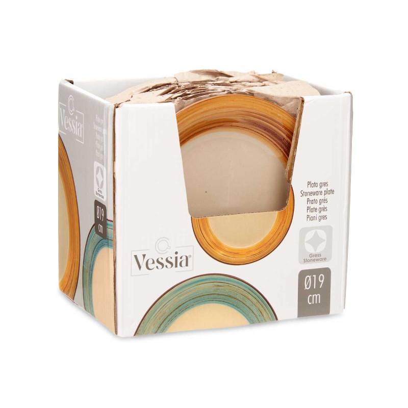 PLATO POSTRE GRES CENEFA 3D MARRON 19CM