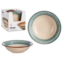 ASSIETTE CREUSE GRES BANDE 3D BLEU 21CM