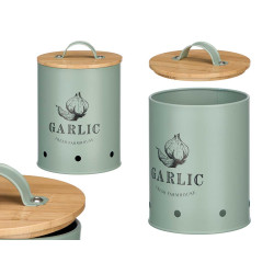 BARATTOLO PER AGLIO TAPPO BAMBU VERDE MENTA