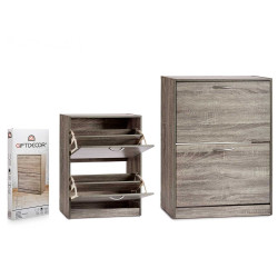 2 DOOR DARK GREY WOOD SHOE CABINET 