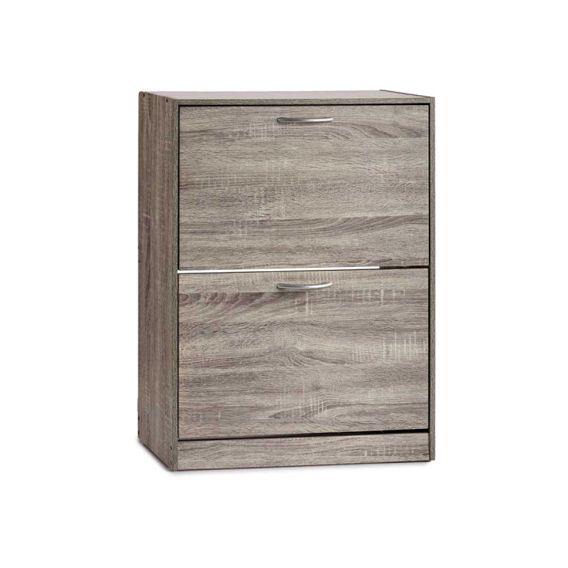 2 DOOR DARK GREY WOOD SHOE CABINET 