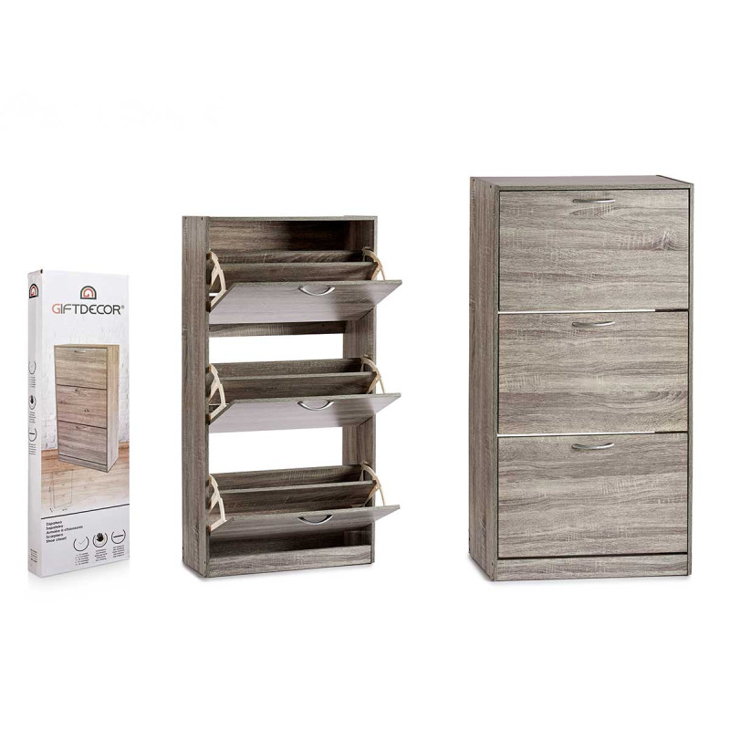 3 DOOR DAKR GREY COLOUR SHOE CABINET 