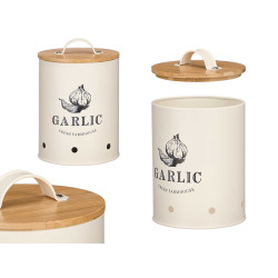 BARATTOLO PER AGLIO TAPPO BAMBU CREMA 