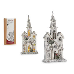 MAISON BOIS GEANTE BLANCHE AVEC LUMIERE PAILLETTES