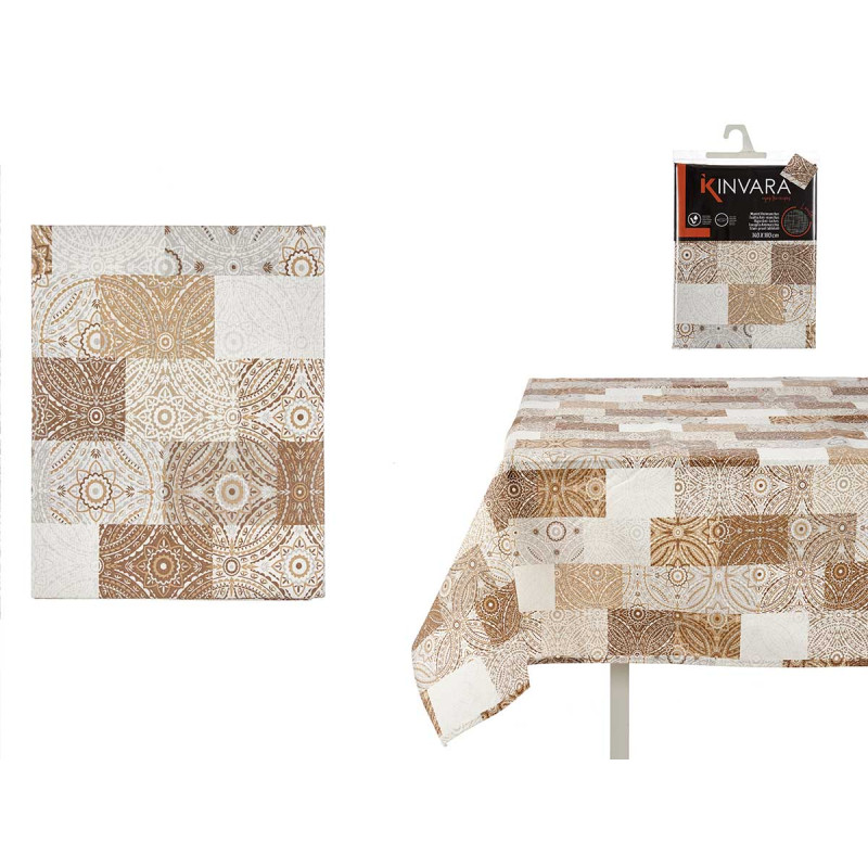 TOALHA MESA LONA ANTIMANCH 140X180CM AZULEJ BEGE