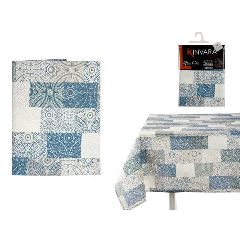 TOALHA MESA LONA ANTIMANCH 140X180CM AZULEJ AZUL