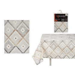 TOALHA MESA LONA ANTIMANCH 140X180CM LOSANG BEGE