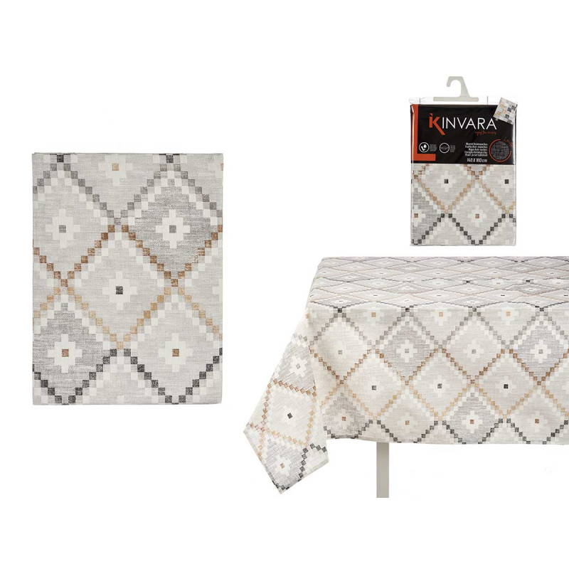 140X180CM BEIGE RHOM STAIN RESIST CANVAS TABLECL 