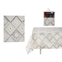 TOALHA MESA LONA ANTIMANCH 140X180CM LOSANG CINZA