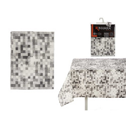 140X180CM GREY SQUAR STAIN RESIST CANVAS TABLECL 