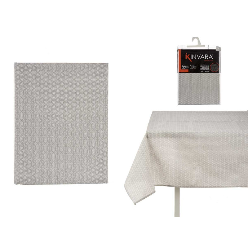 140X180CM GREY STAR STAIN RESIST CANVAS TABLECL 