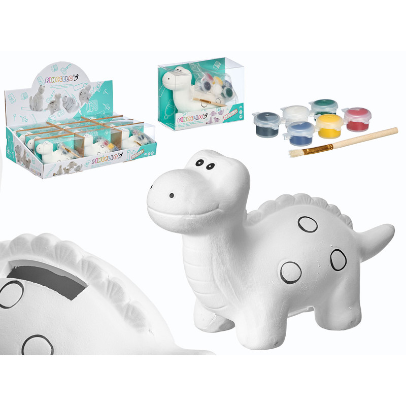 HUCHA DINOSAURIO CIRCULOS CERAMICA PARA PINTAR