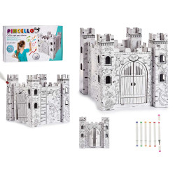 CASTLE PAPER COLORING SET WITH 6 MARKERS
