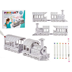 TRAIN PAPER COLOUR SET WITH 6 MARKERS 