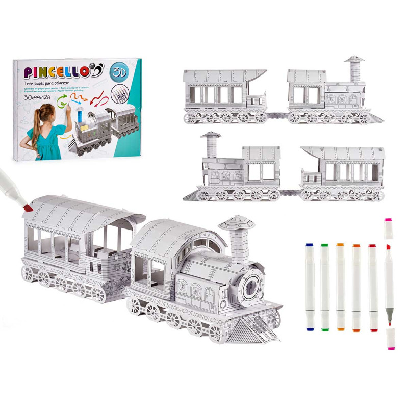 SET DE COLOREAR PAPEL TREN CON 6 ROTULADORES