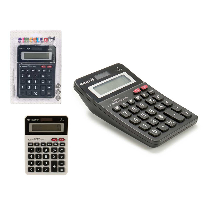 MEDIUM SOLAR CALCULATOR 2COL BLACK WHITE
