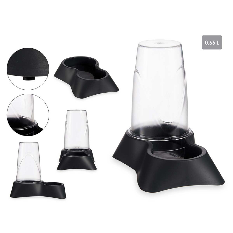 COMEDOURO BEBEDOURO PLASTICO RESERVA 0,65L ANTRACI