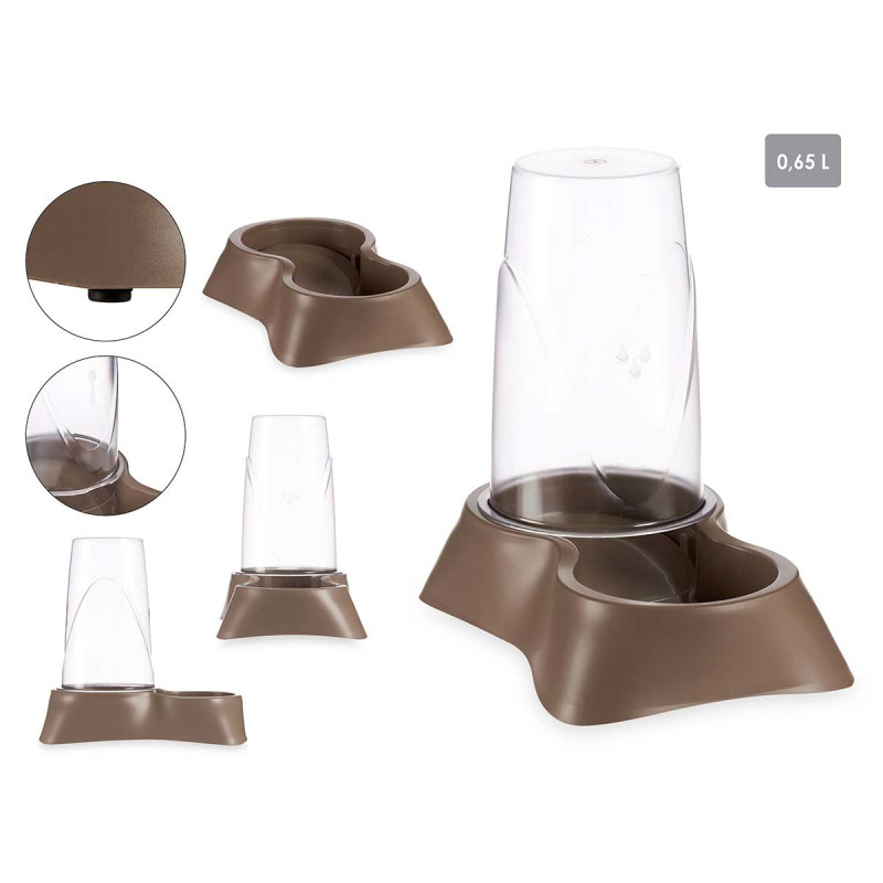 COMEDOURO BEBEDOURO PLASTICO RESERVA 0,65L BEGE 