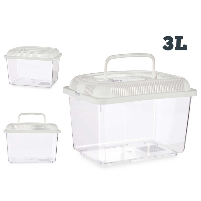 WHITE 24X17CM MEDIUM FISH TANK WITH HANDLE