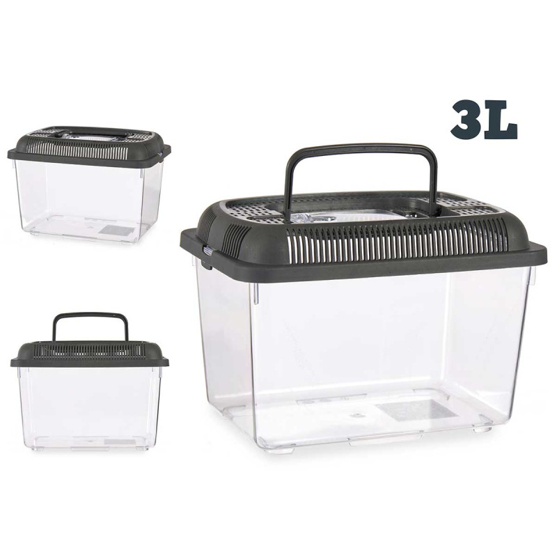 ANTHRACITE 24X17CM MEDIUM FISH TANK WITH HANDLE 