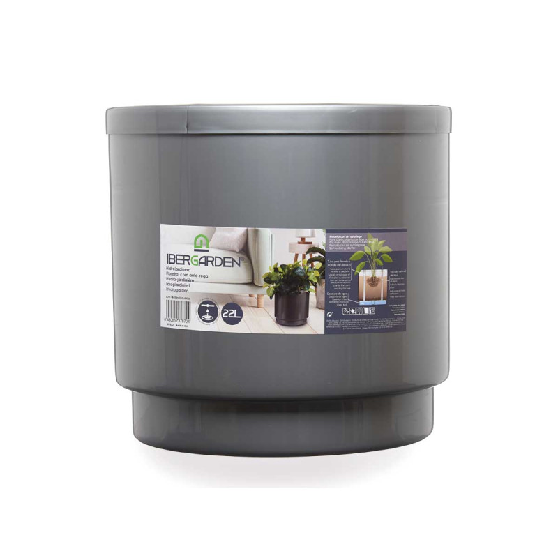 VASO PLASTICA CON RISERVA ACQUA 32CM ARGENTO