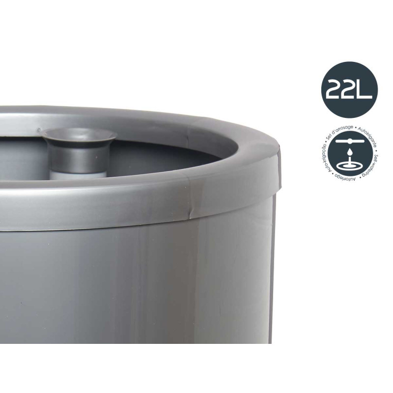 VASO PLASTICA CON RISERVA ACQUA 32CM ARGENTO