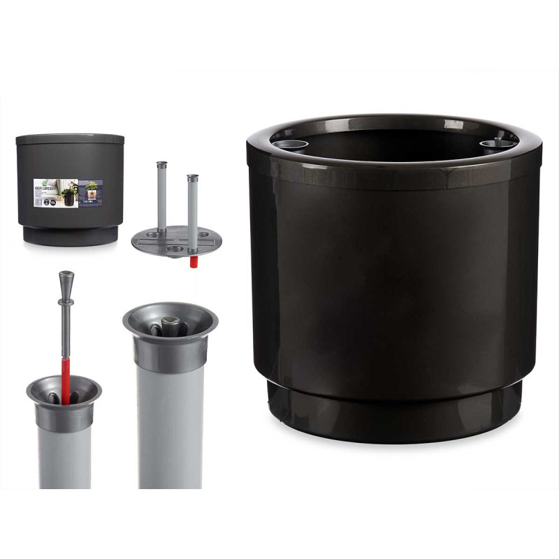 POT FLEURS PLASTIQ AC RSERVOIR EAU 38CM ANTHRACITE