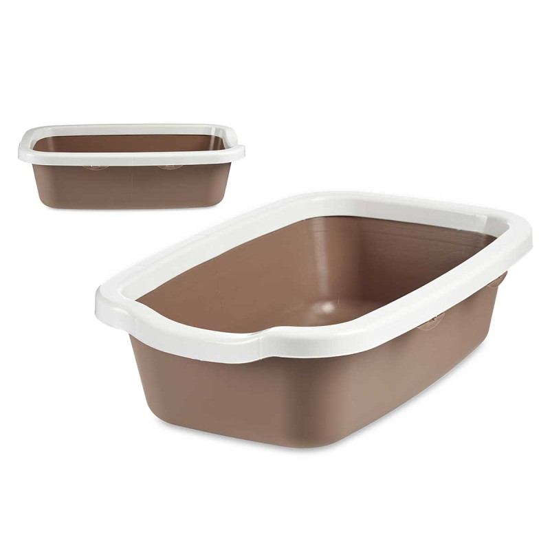 58X38CM BEIGE PLASTIC CAT LITTER TRAY 