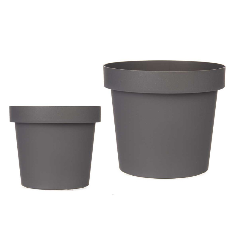 VASO PLASTICO CINZENTO 14 CM DIAM