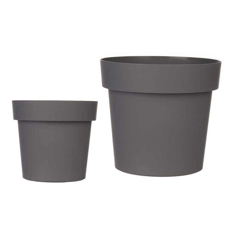 PLASTIC POT GREY 16CM DIAM