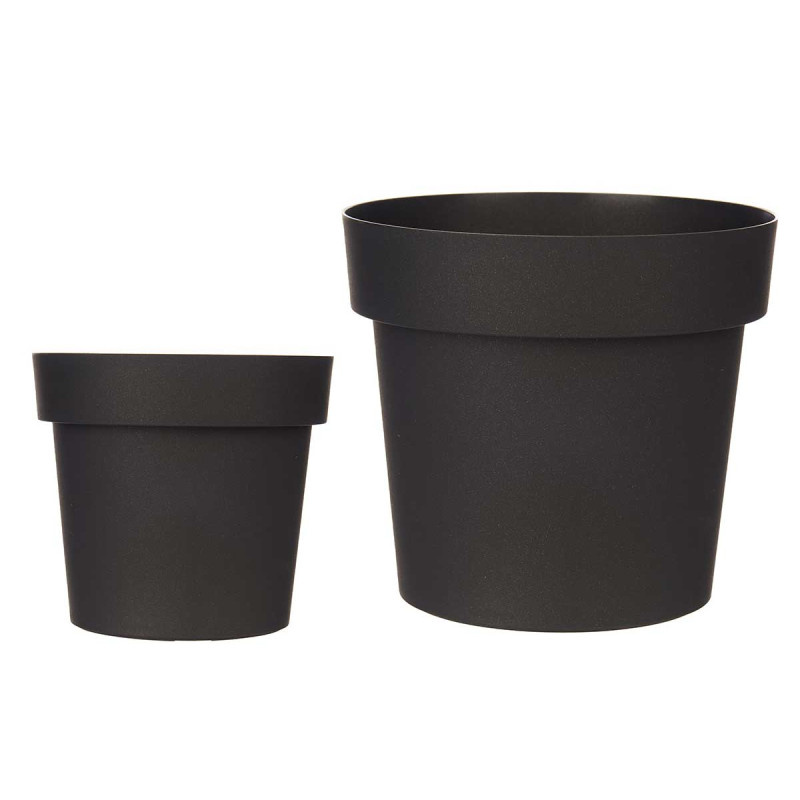 PLASTIC POT ANTHRACITE 16CM DIAM
