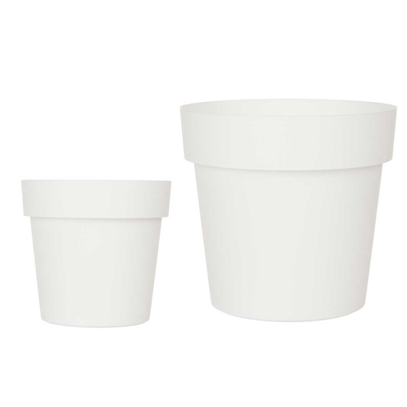 PLASTIC POT WHITE 18CM DIAM