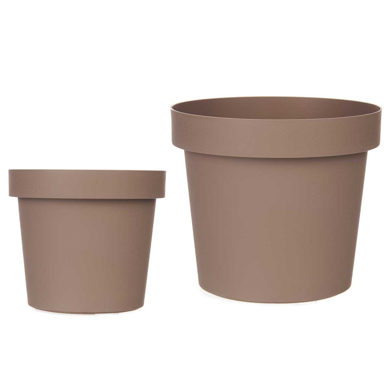 VASO PLASTICA MARRONE 25CM DIAM