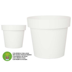 POT EN PLASTIQUE BLANC AVEC RÉSERVE D'EAU 30CM 