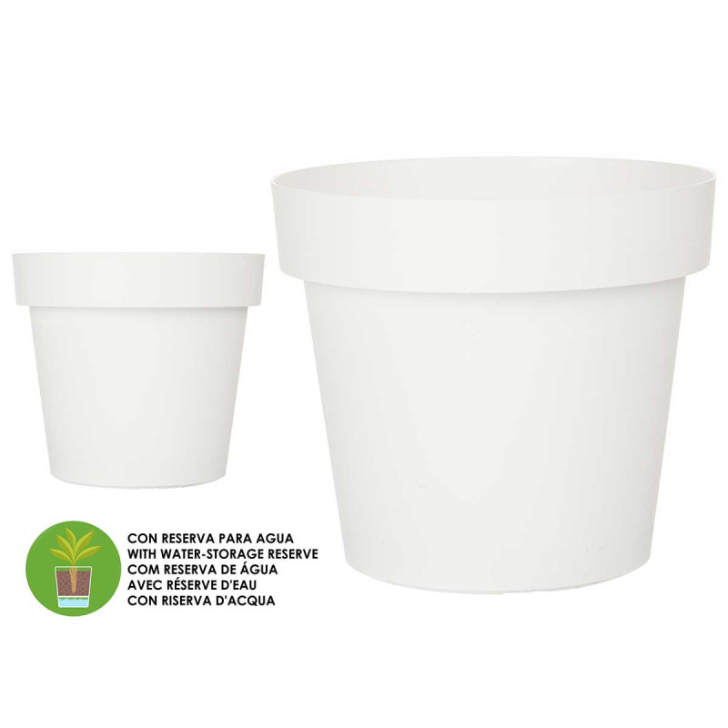 VASO PLASTICO BRANCO C RESERVA AGUA 30 CM 