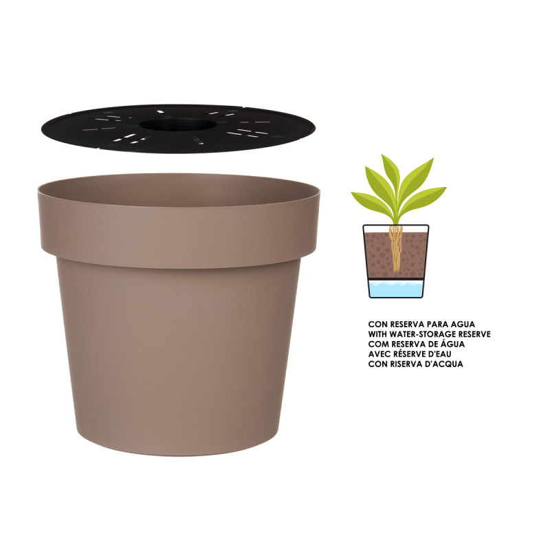 VASO PLASTICO CASTANHO C RESERVA AGUA 30 CM 